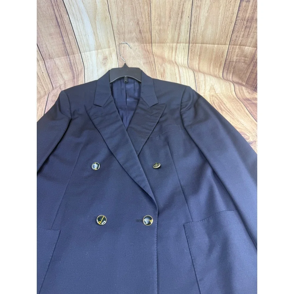 Vintage Gucci Navy Blue Wool Double Breasted Blazer Jacket Made in Italy